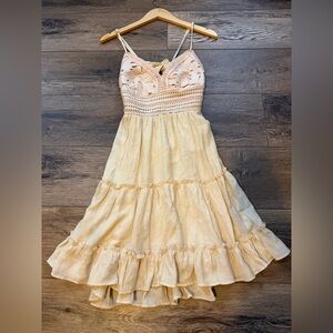 Beige ruffled trim summer Dress